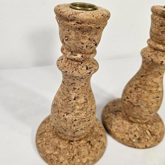 Vtg Quinta Natural Cork Cabdle Sticks by Juliska. Boho Cottage Core Modern - Picture 3 of 8